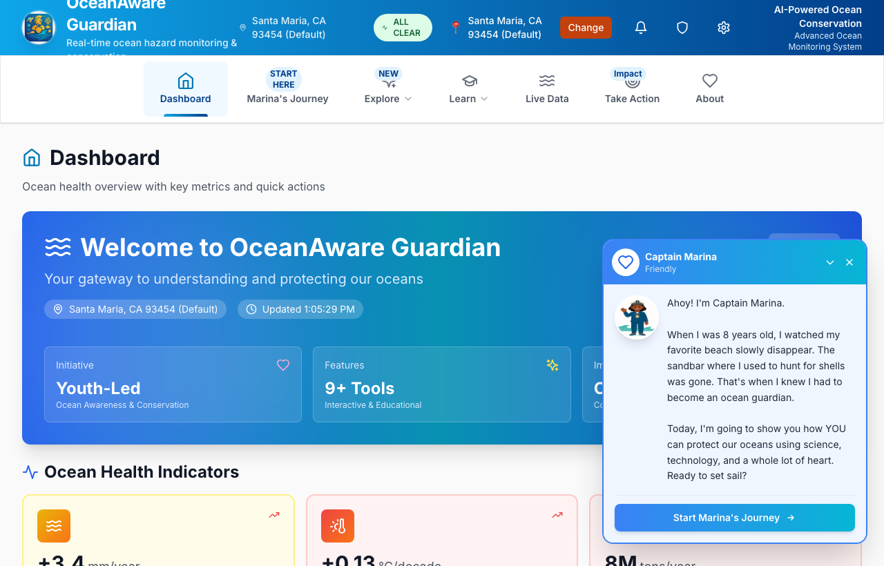 Oceanaware Guardian app screenshot