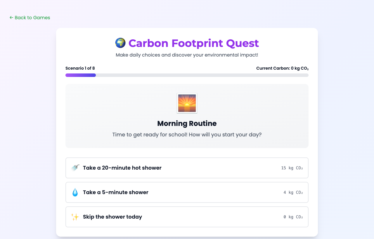 Carbon Footprint Quest gameplay screenshot